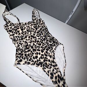 Leopard Print Square Neckline One-Piece Swimsuit
